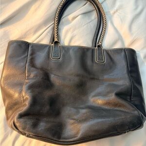 Ralph Lauren Black Leather Tote with Chain Handles